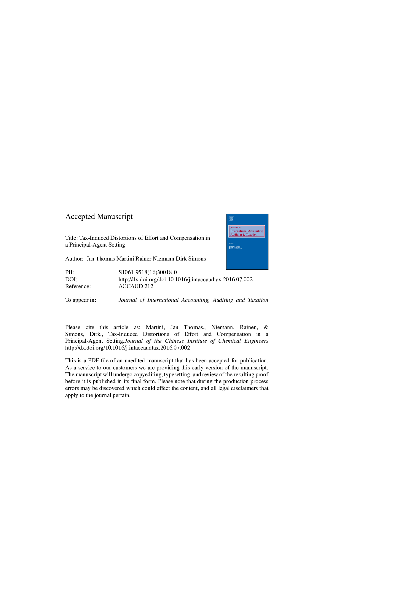 Tax-induced distortions of effort and compensation in a principal-agent setting