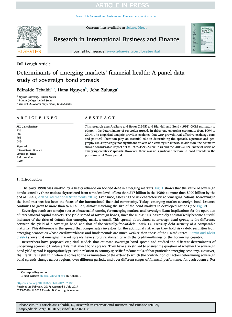 عوامل تعیین کننده سلامت مالی بازارهای نوظهور: بررسی داده های پانل از گسترش اوراق قرضه دولتی 