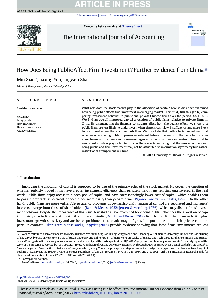 How Does Being Public Affect Firm Investment? Further Evidence from China