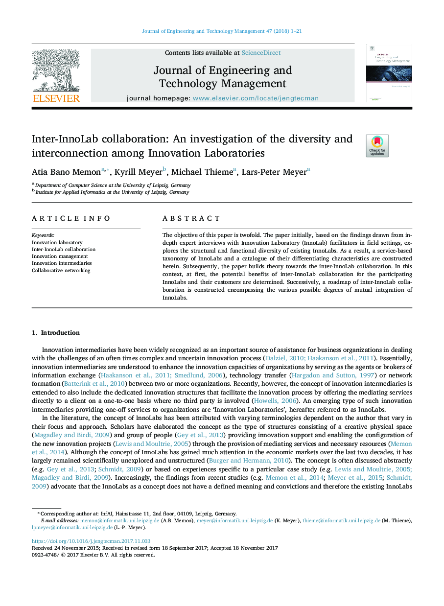 Inter-InnoLab collaboration: An investigation of the diversity and interconnection among Innovation Laboratories