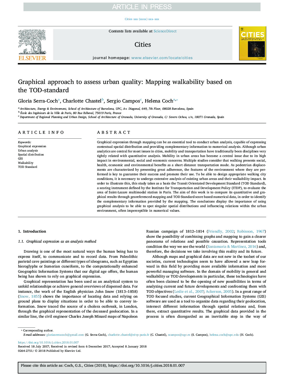 Graphical approach to assess urban quality: Mapping walkability based on the TOD-standard