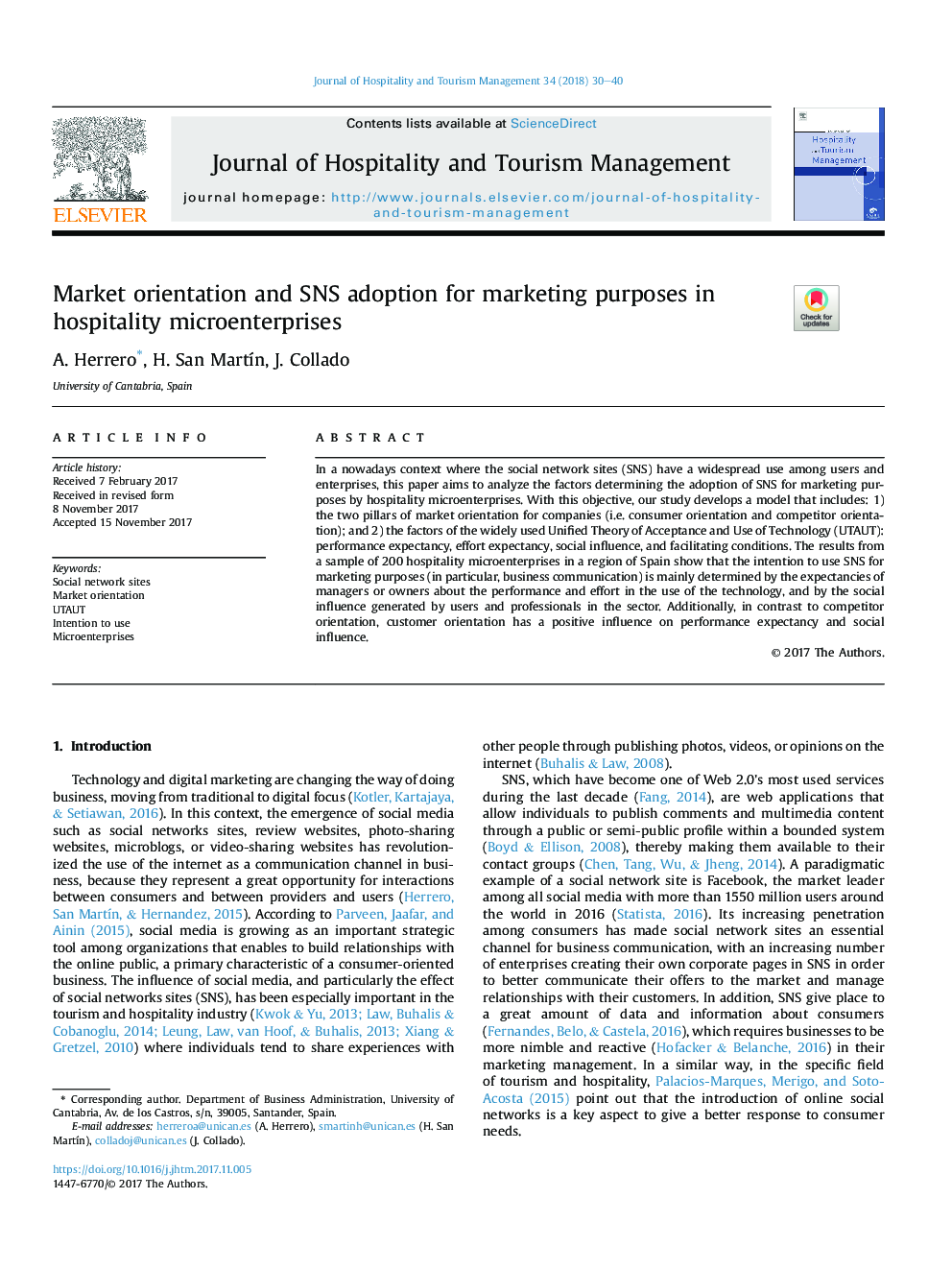 Market orientation and SNS adoption for marketing purposes in hospitality microenterprises