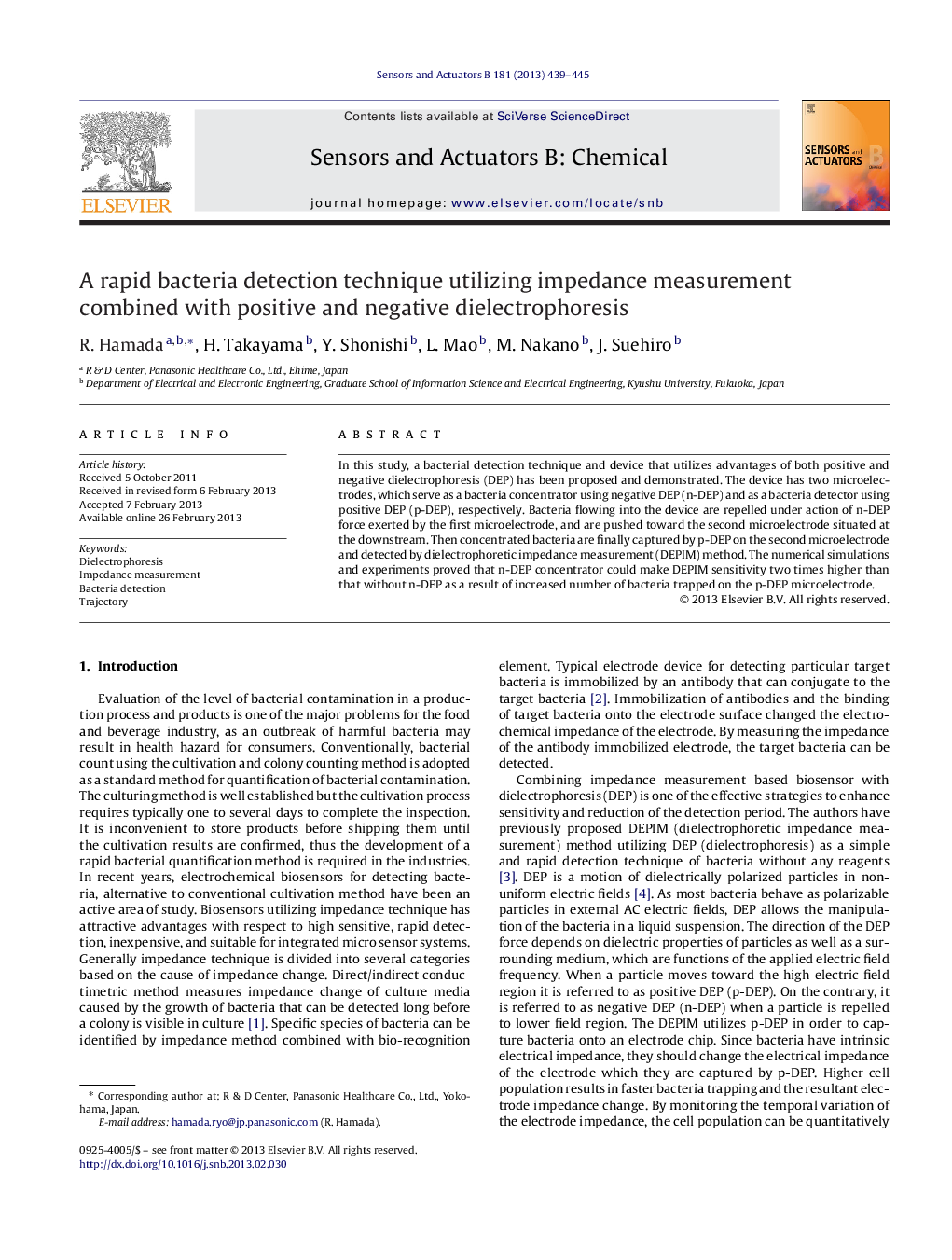 A rapid bacteria detection technique utilizing impedance measurement combined with positive and negative dielectrophoresis