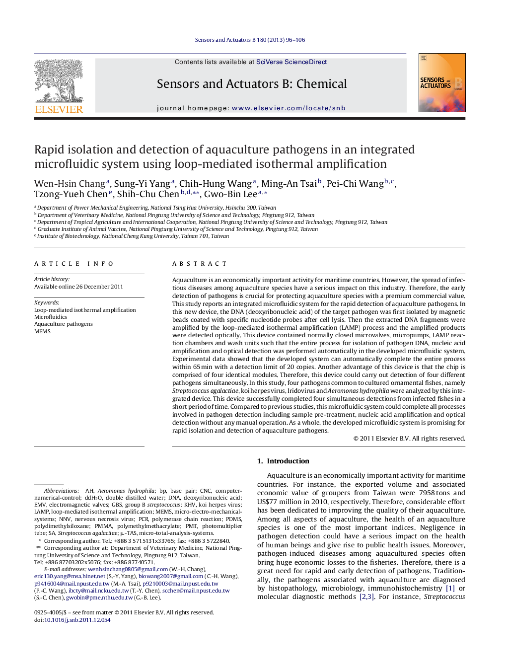 Rapid isolation and detection of aquaculture pathogens in an integrated microfluidic system using loop-mediated isothermal amplification