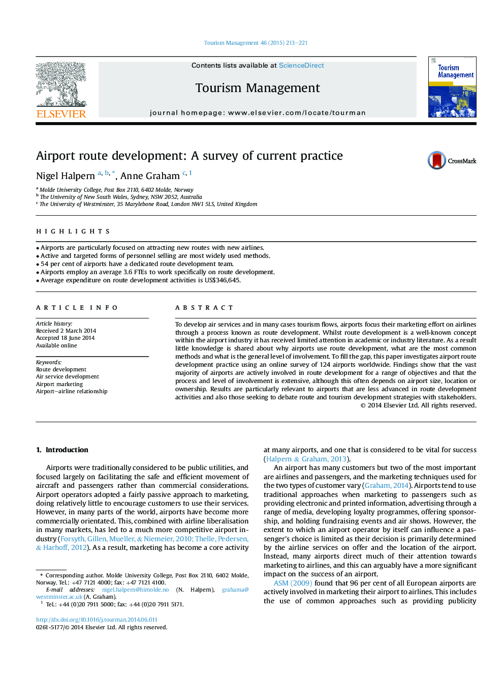 Airport route development: A survey of current practice