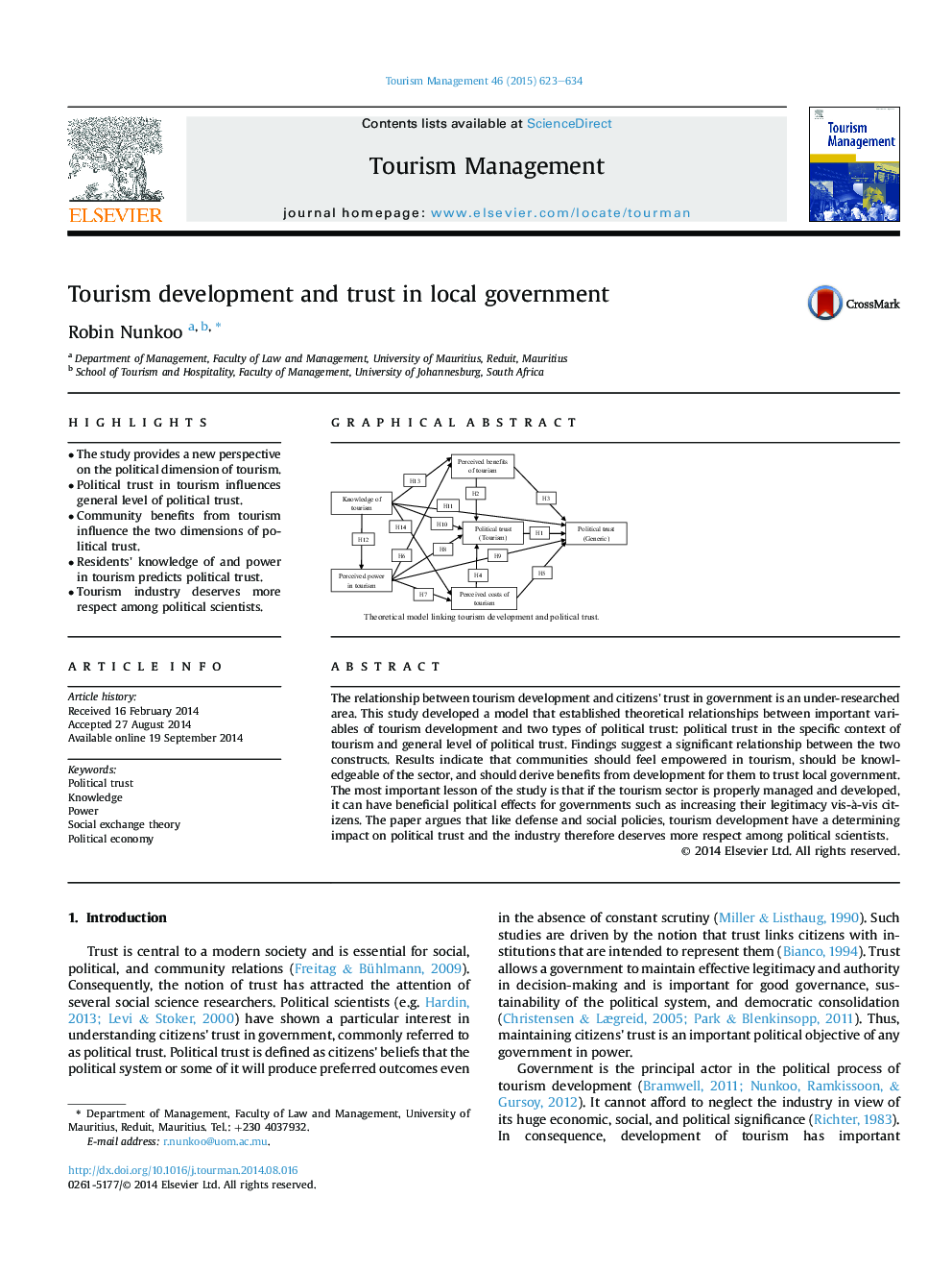 Tourism development and trust in local government