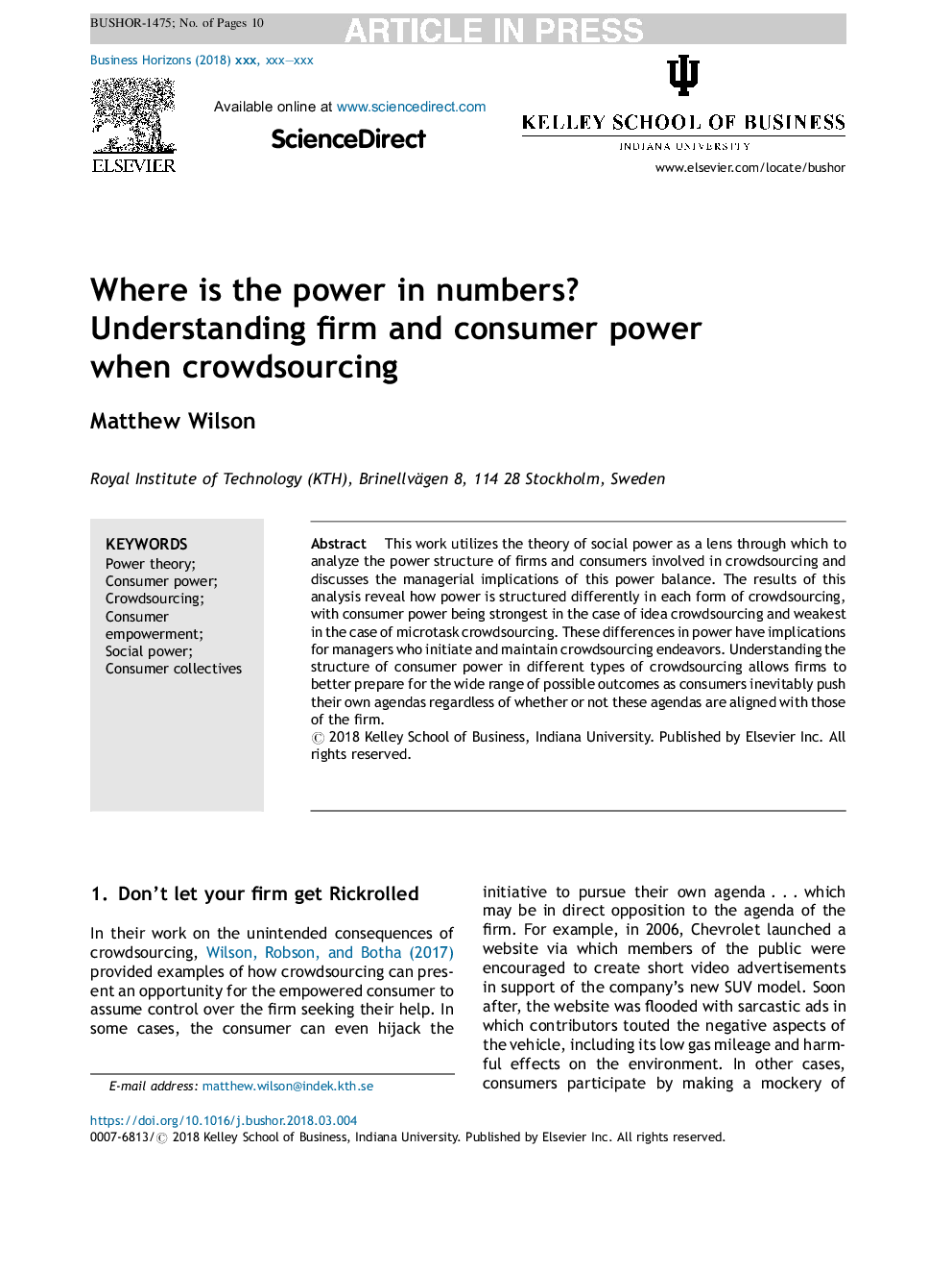 Where is the power in numbers? Understanding firm and consumer power when crowdsourcing