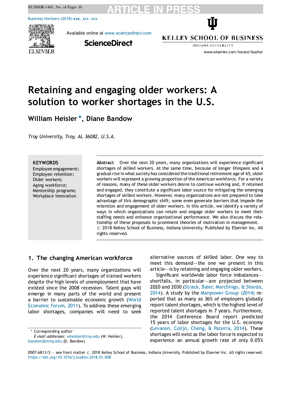 Retaining and engaging older workers: A solution to worker shortages in the U.S.
