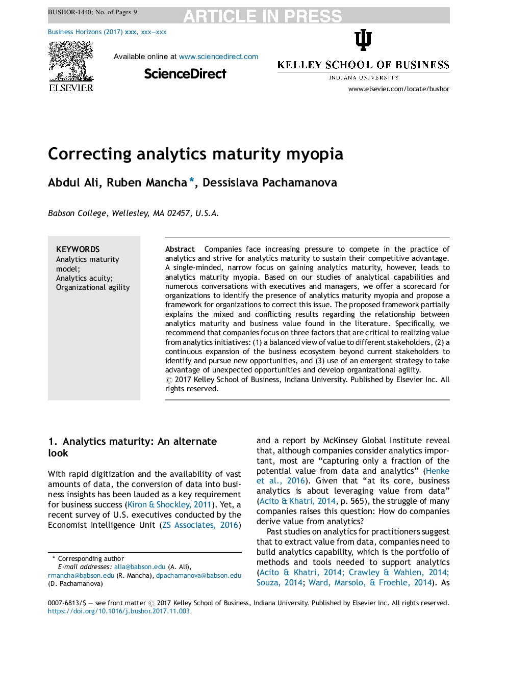 Correcting analytics maturity myopia