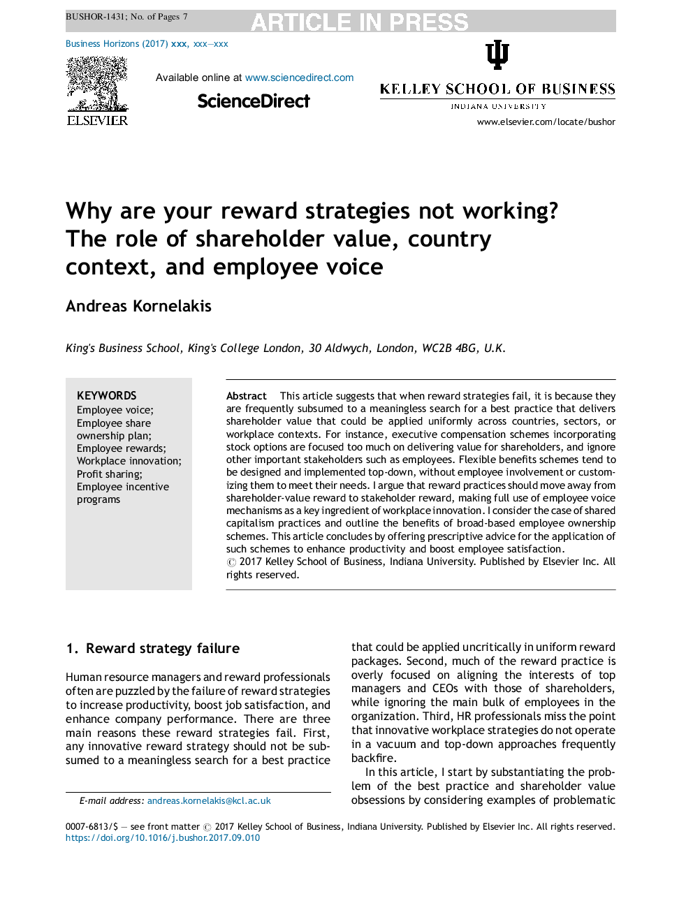 Why are your reward strategies not working? The role of shareholder value, country context, and employee voice