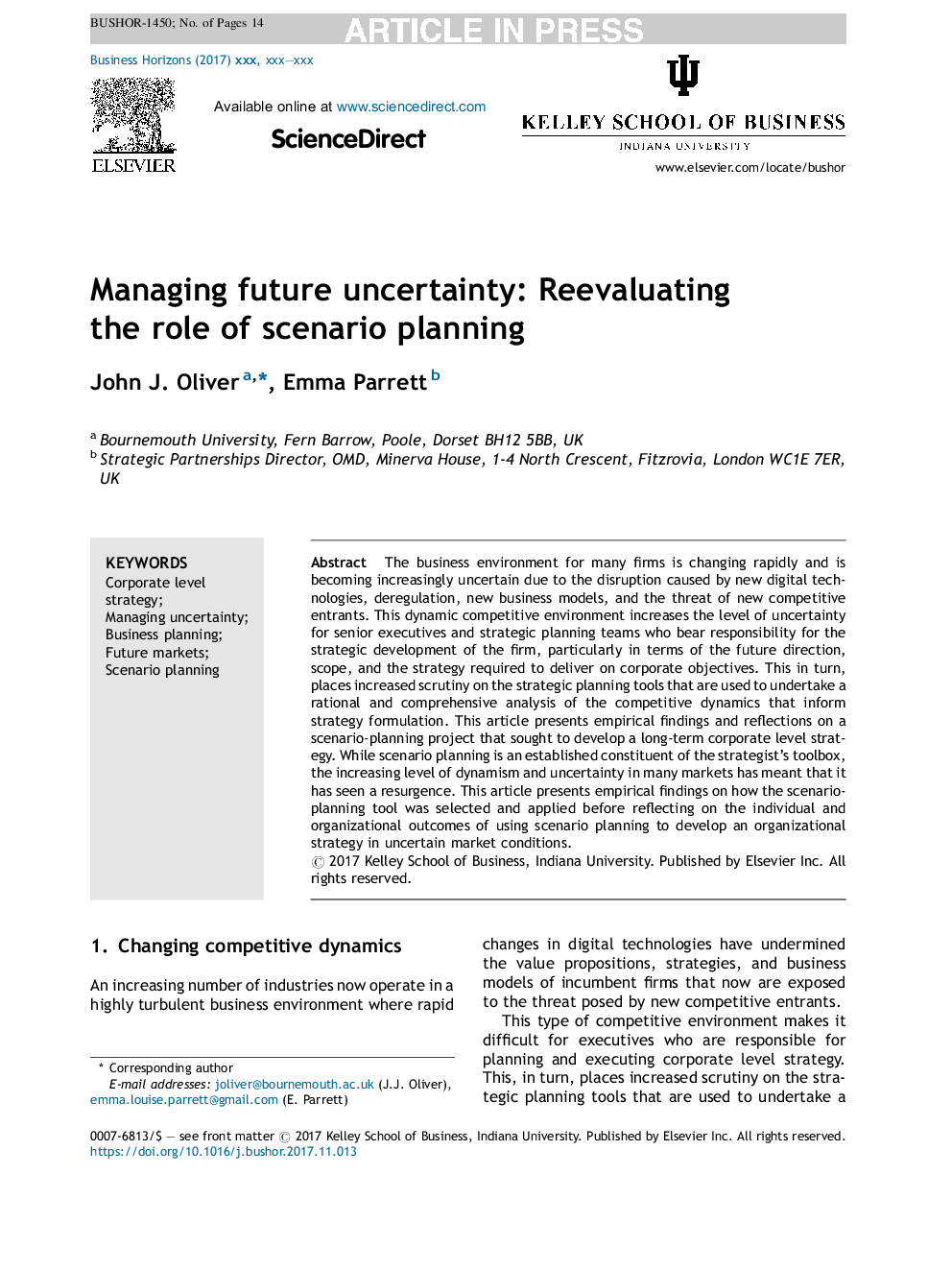 Managing future uncertainty: Reevaluating the role of scenario planning