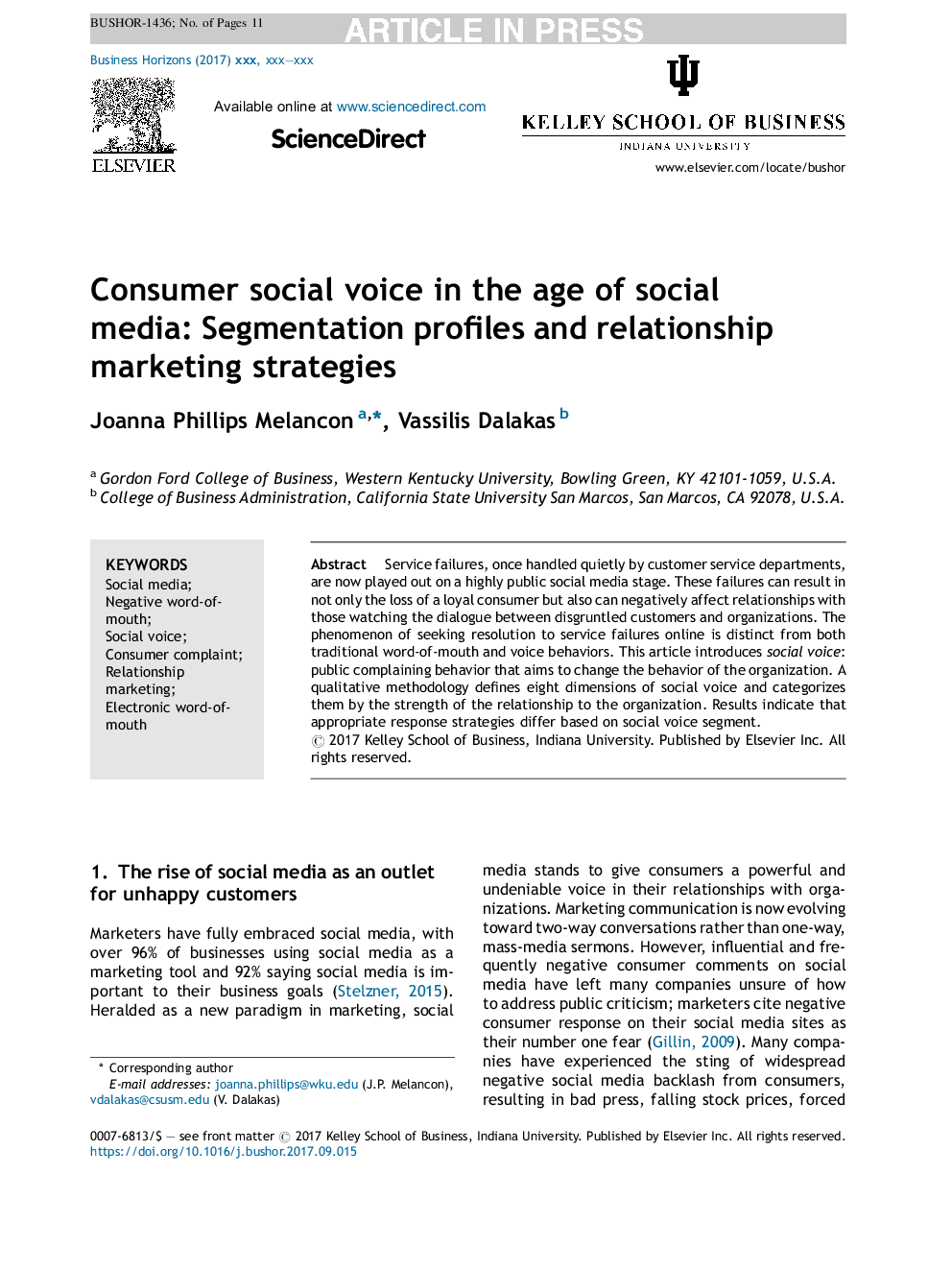Consumer social voice in the age of social media: Segmentation profiles and relationship marketing strategies
