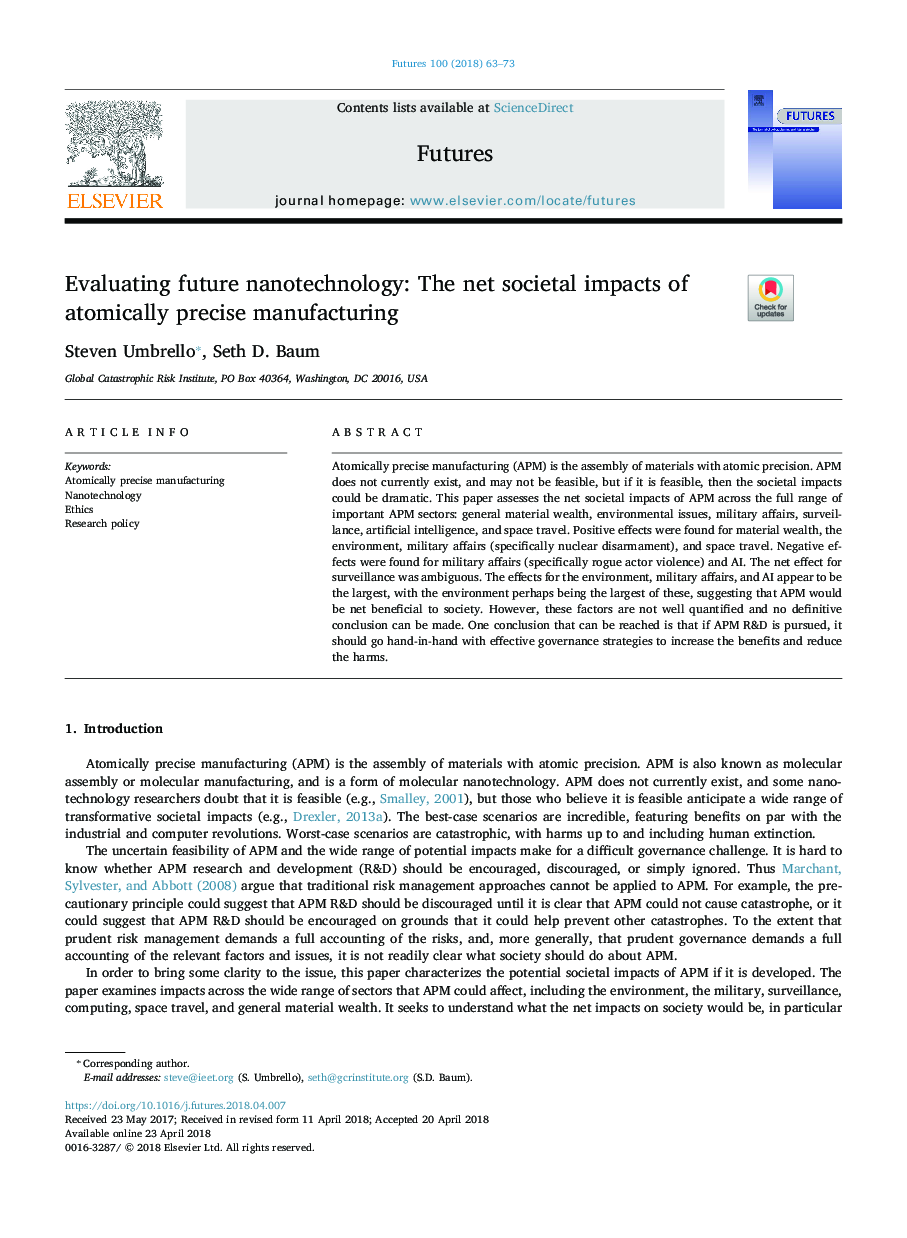 Evaluating future nanotechnology: The net societal impacts of atomically precise manufacturing