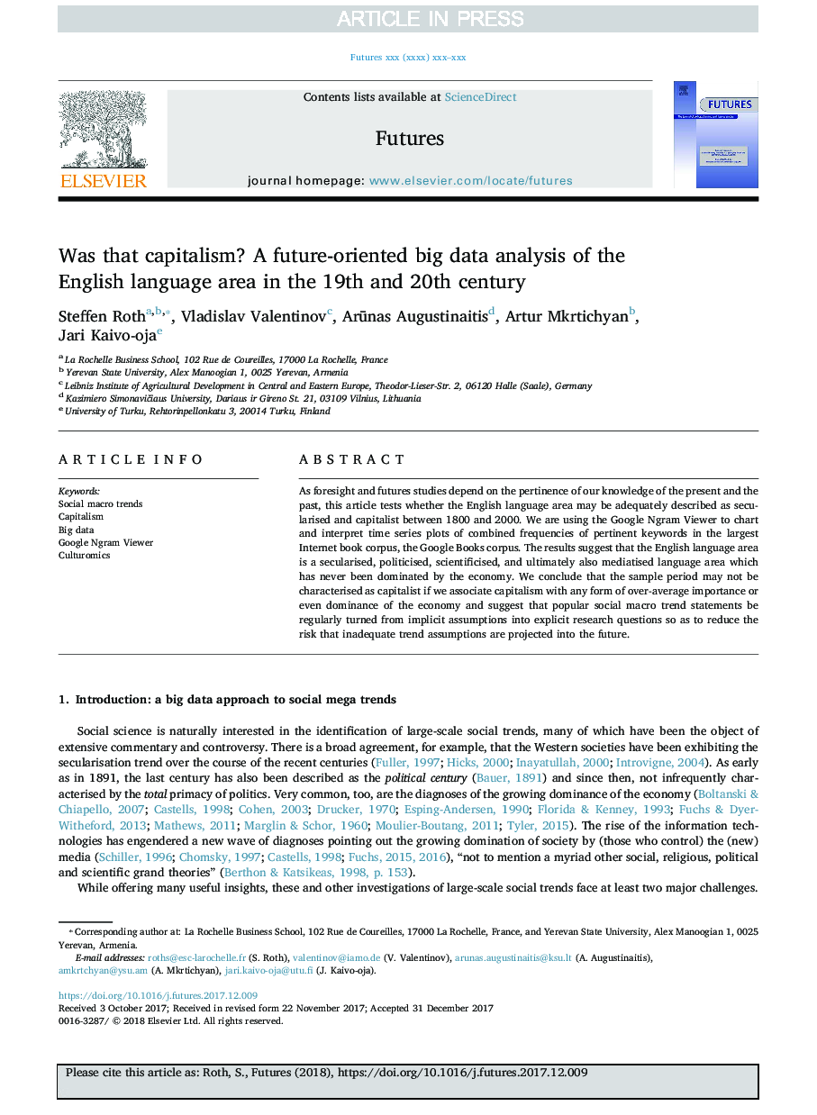 Was that capitalism? A future-oriented big data analysis of the English language area in the 19th and 20th century