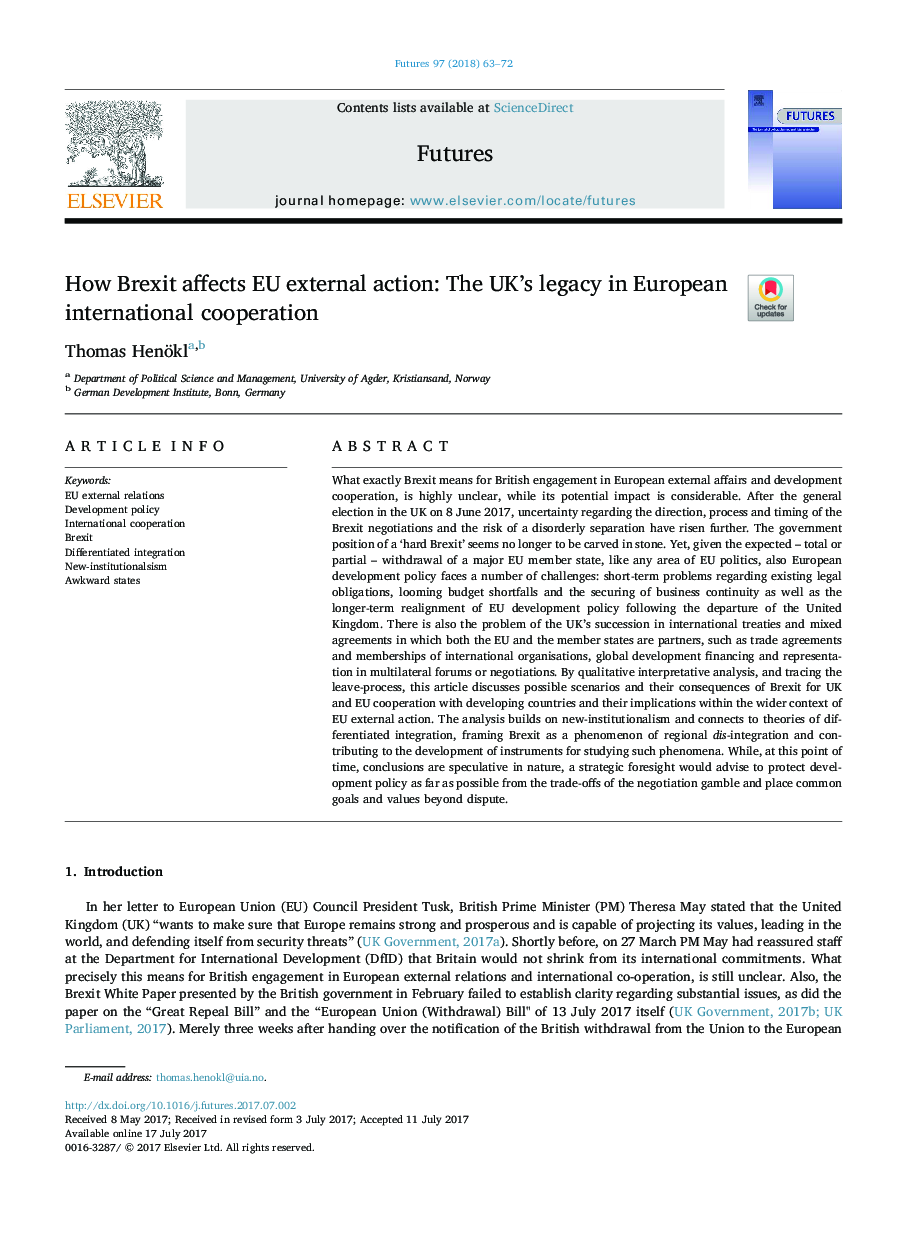 How Brexit affects EU external action: The UK's legacy in European international cooperation