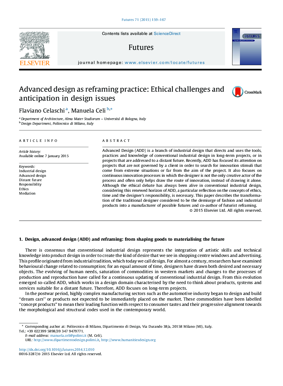 Advanced design as reframing practice: Ethical challenges and anticipation in design issues