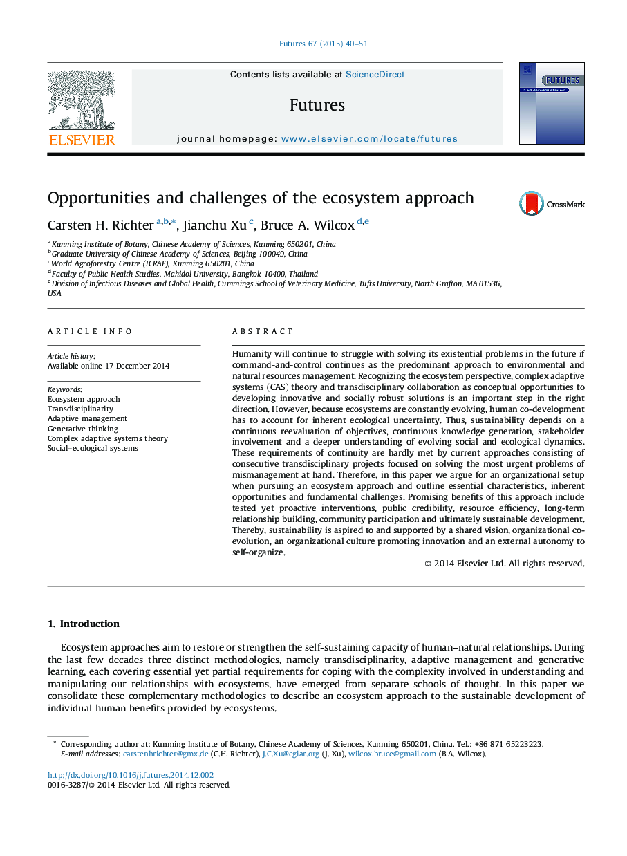 Opportunities and challenges of the ecosystem approach