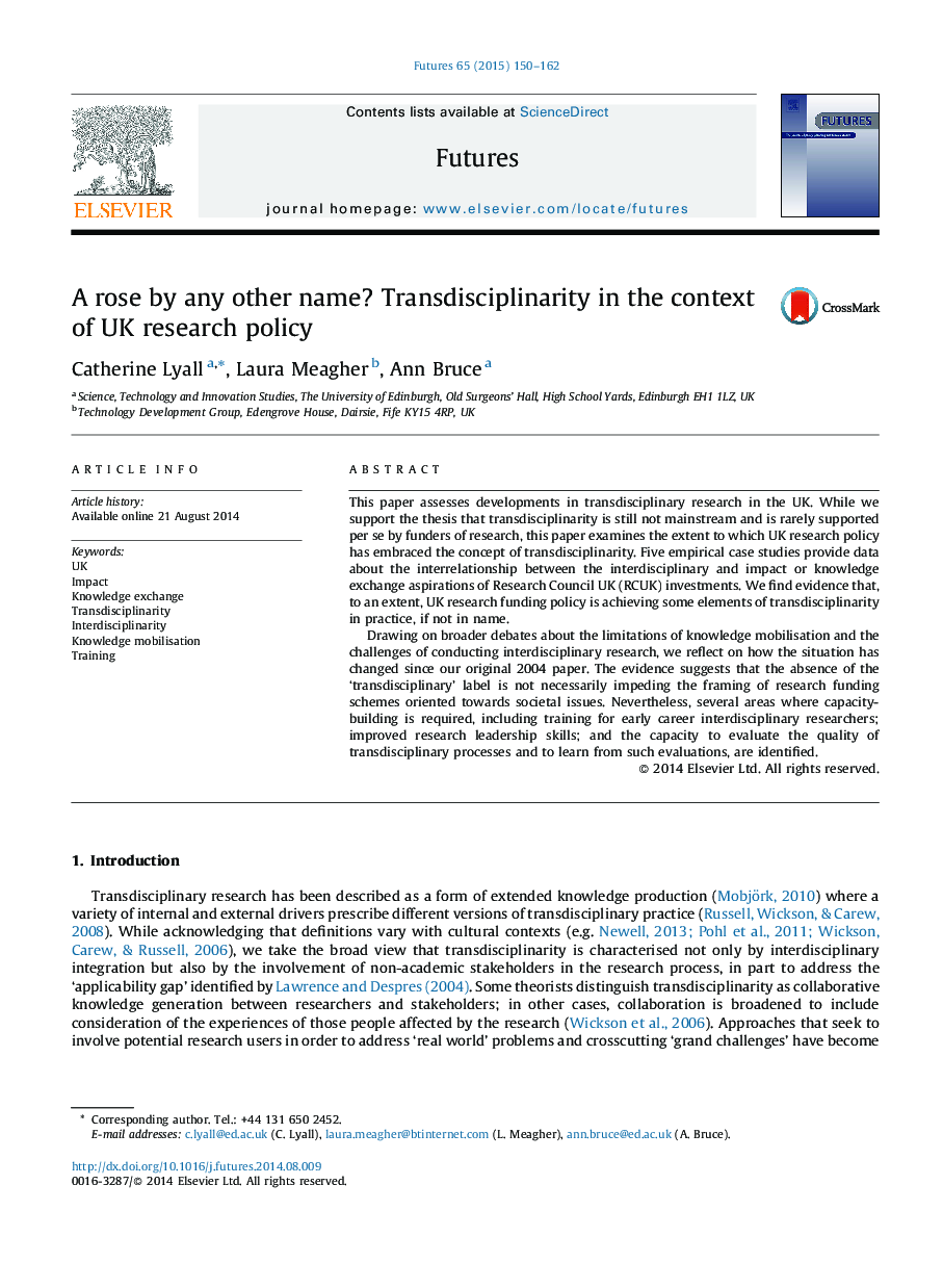 A rose by any other name? Transdisciplinarity in the context of UK research policy