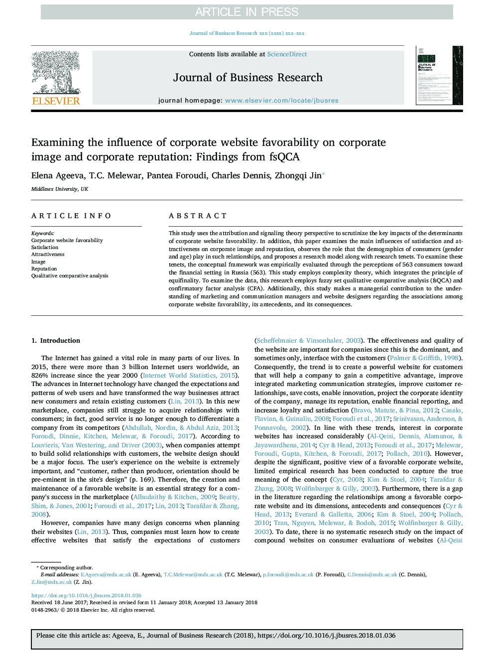 Examining the influence of corporate website favorability on corporate image and corporate reputation: Findings from fsQCA