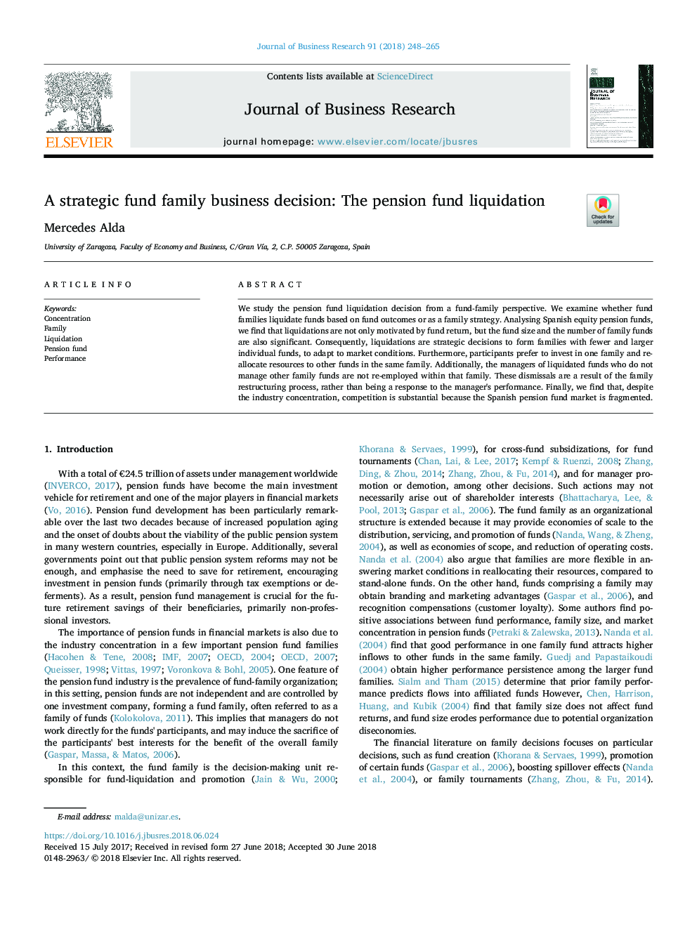 A strategic fund family business decision: The pension fund liquidation