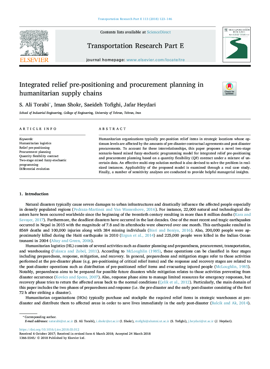 Integrated relief pre-positioning and procurement planning in humanitarian supply chains