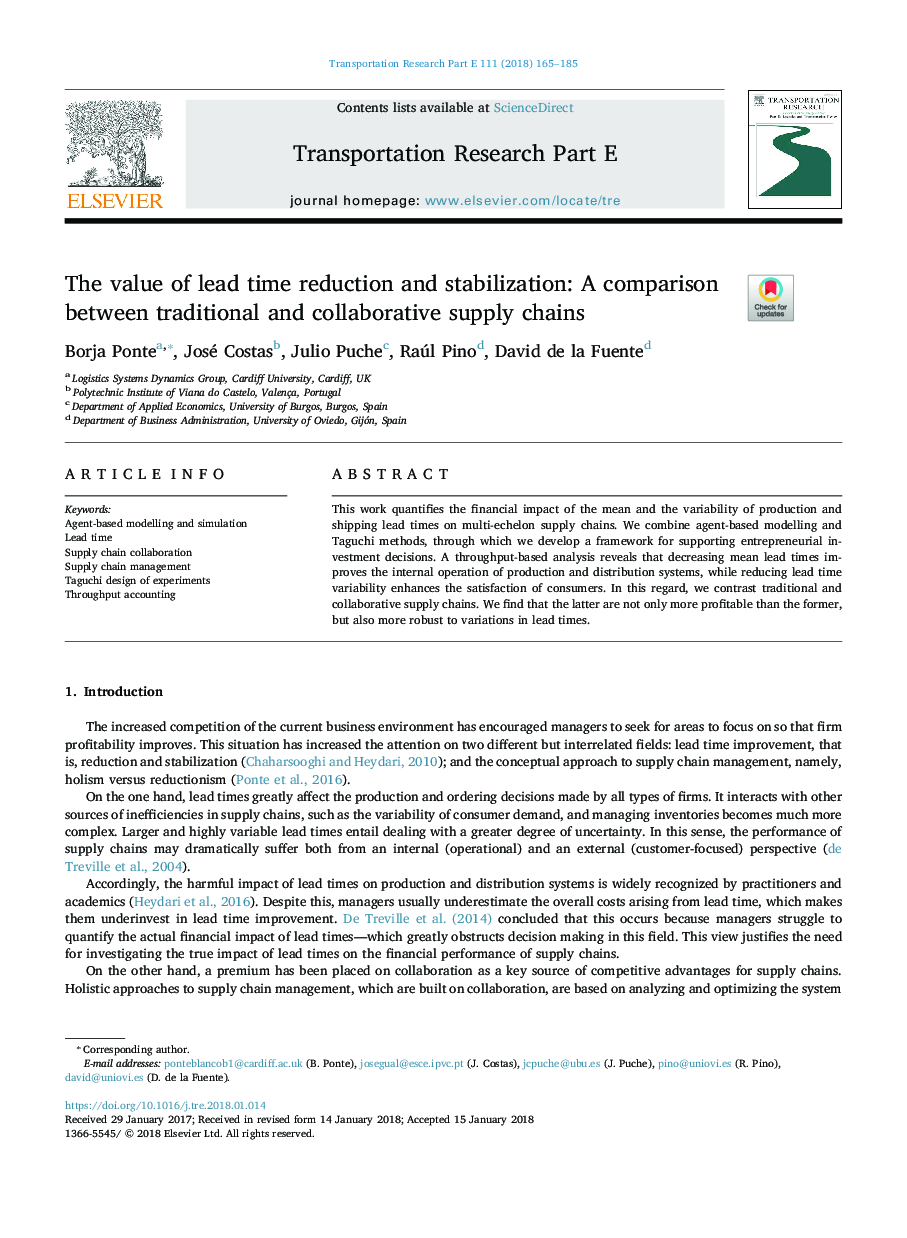 The value of lead time reduction and stabilization: A comparison between traditional and collaborative supply chains