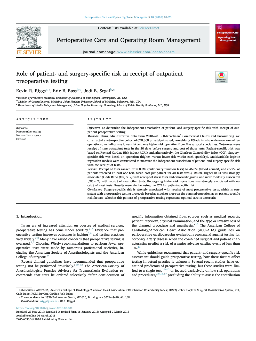 Role of patient- and surgery-specific risk in receipt of outpatient preoperative testing