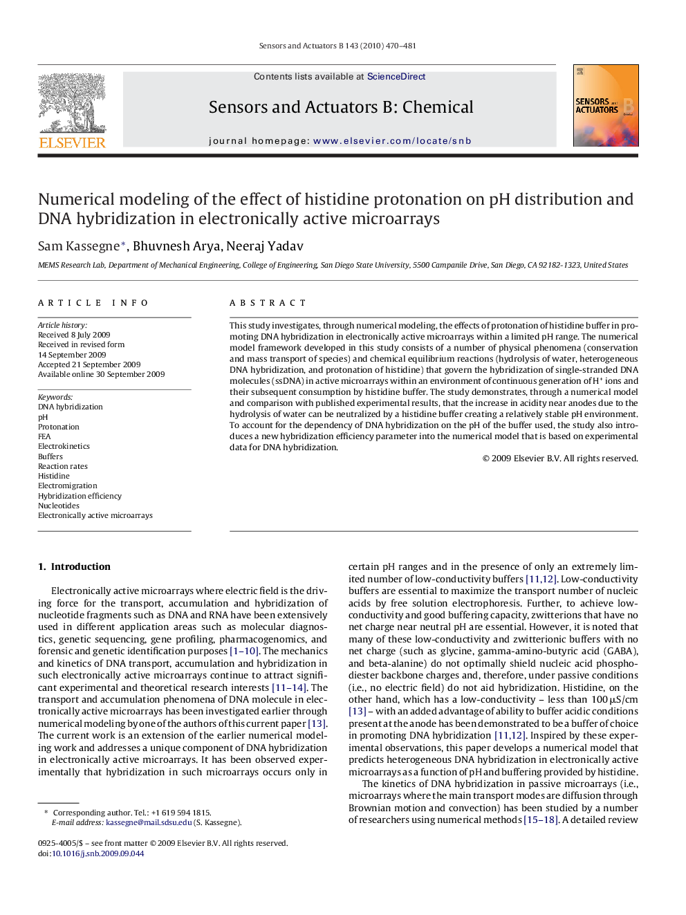 Numerical modeling of the effect of histidine protonation on pH distribution and DNA hybridization in electronically active microarrays