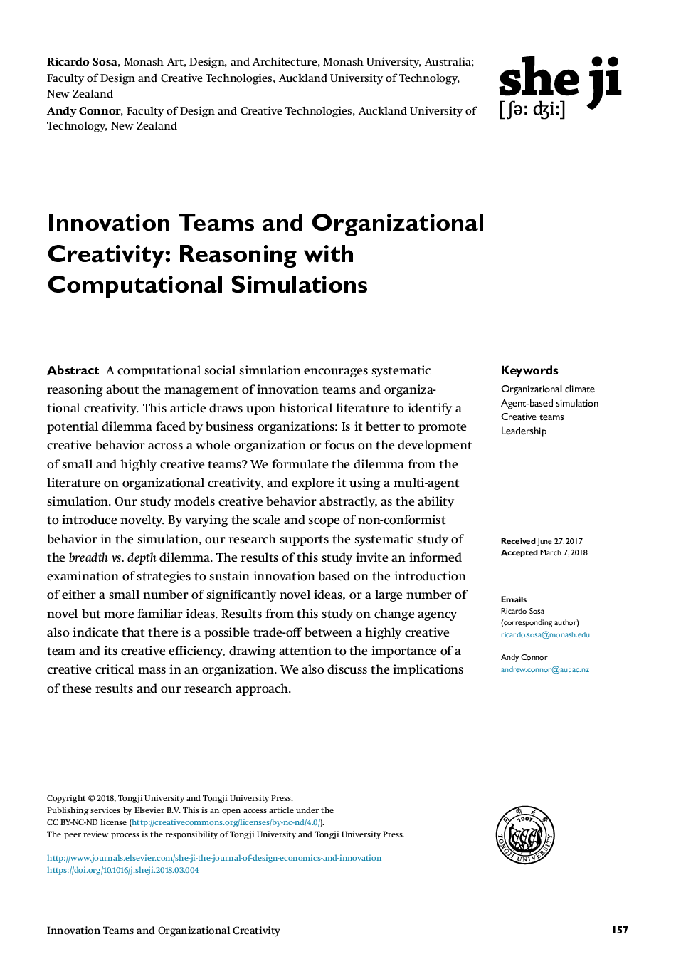تیم های نوآوری و خلاقیت سازمانی: منطق با شبیه سازی های محاسباتی 