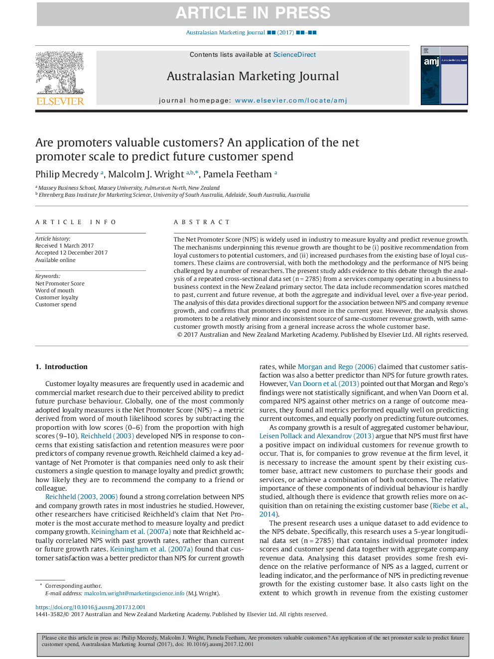 Are promoters valuable customers? An application of the net promoter scale to predict future customer spend