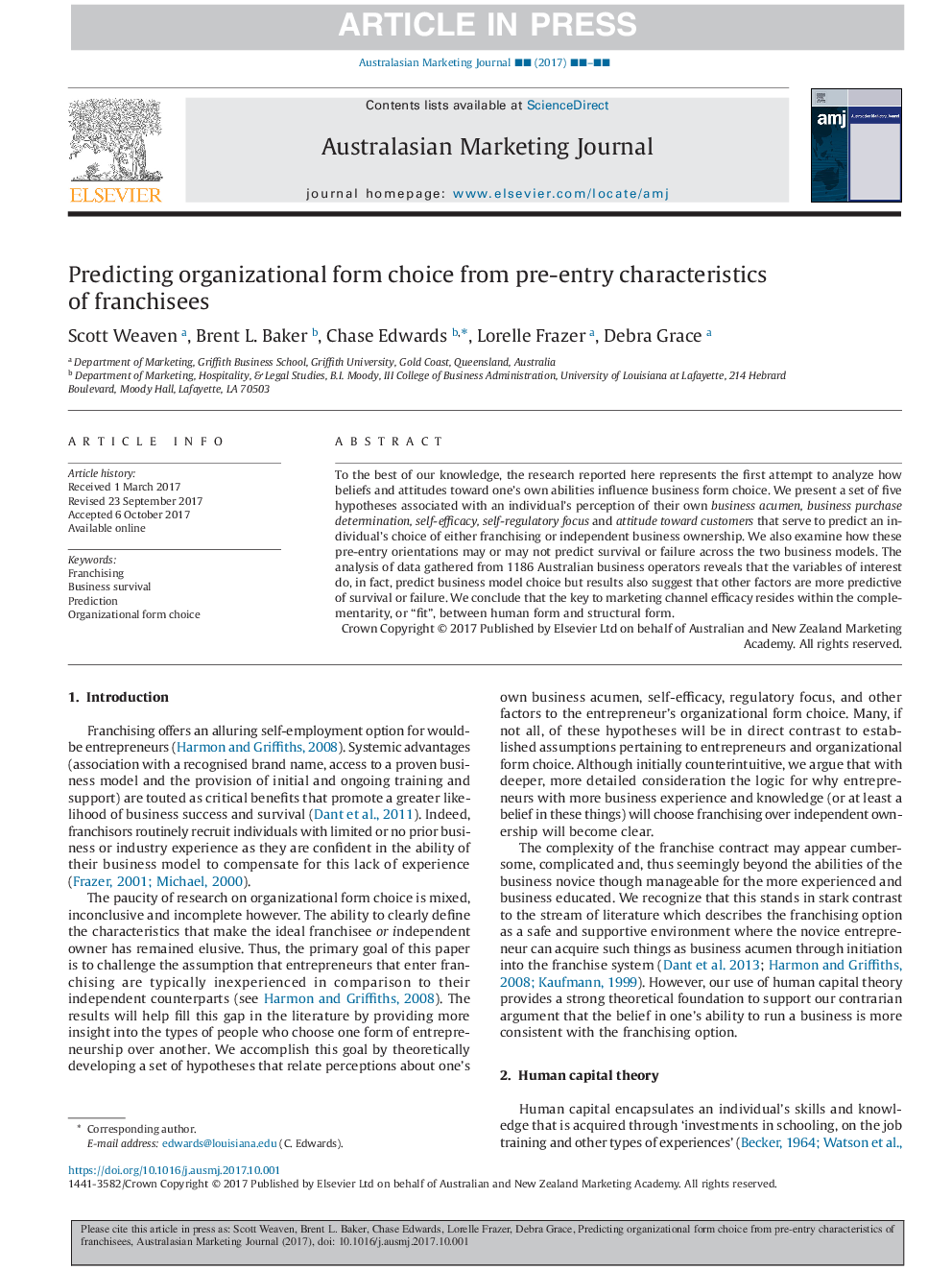 Predicting organizational form choice from pre-entry characteristics of franchisees