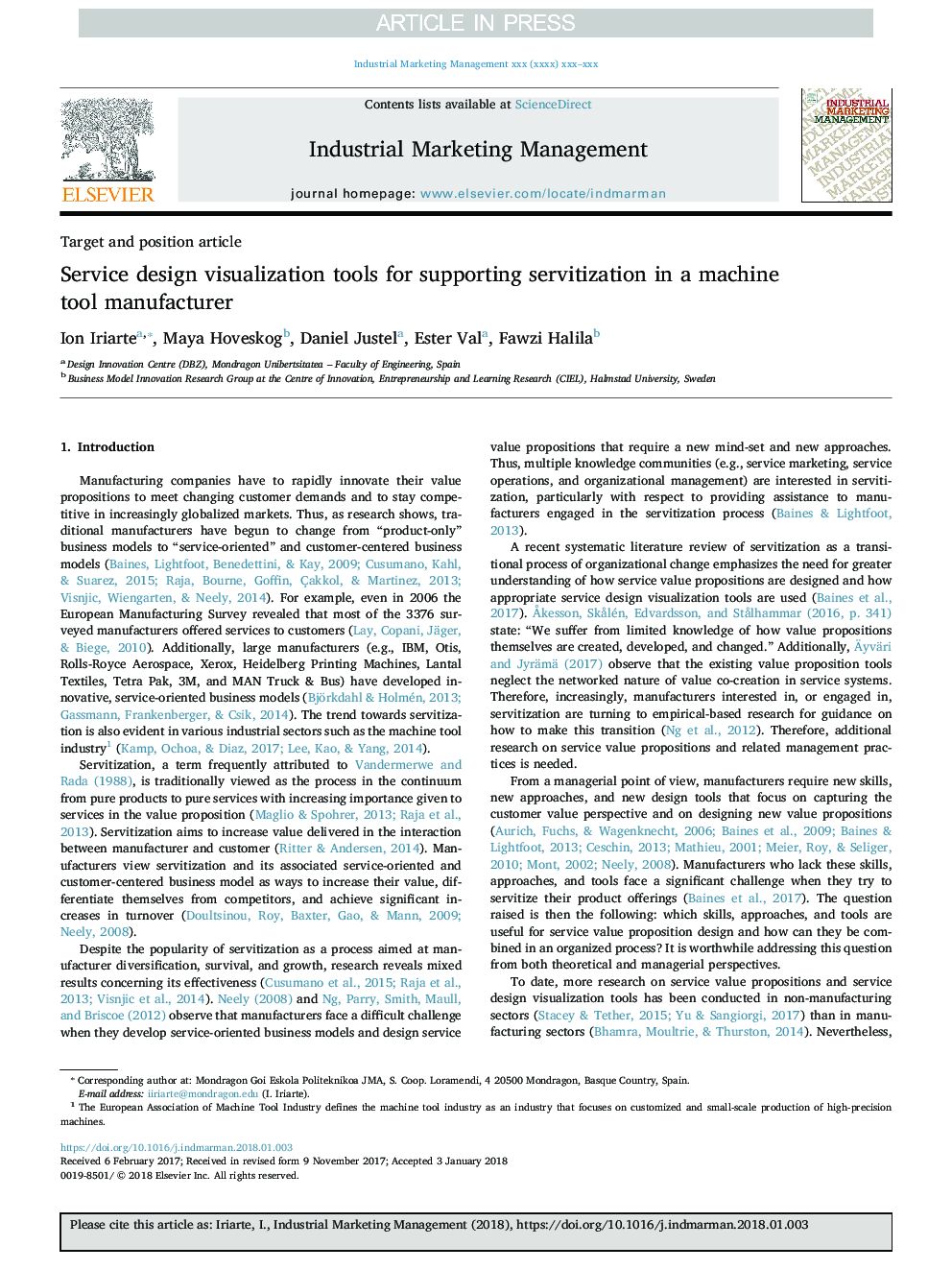 Service design visualization tools for supporting servitization in a machine tool manufacturer
