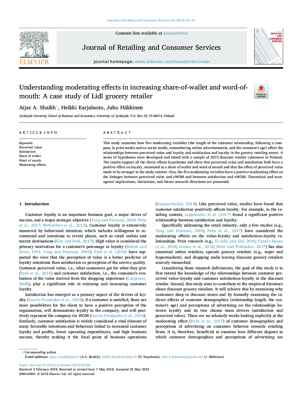 Understanding moderating effects in increasing share-of-wallet and word-of-mouth: A case study of Lidl grocery retailer