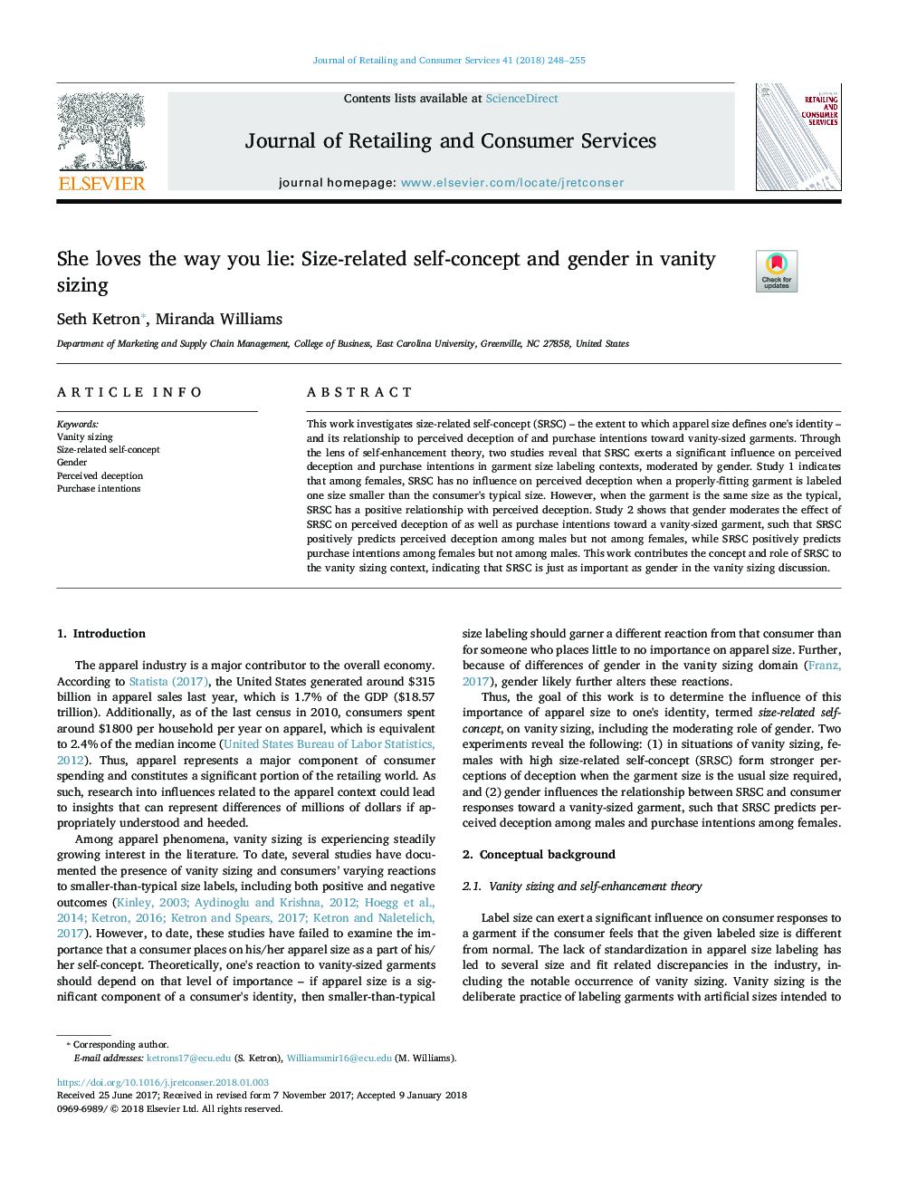 She loves the way you lie: Size-related self-concept and gender in vanity sizing