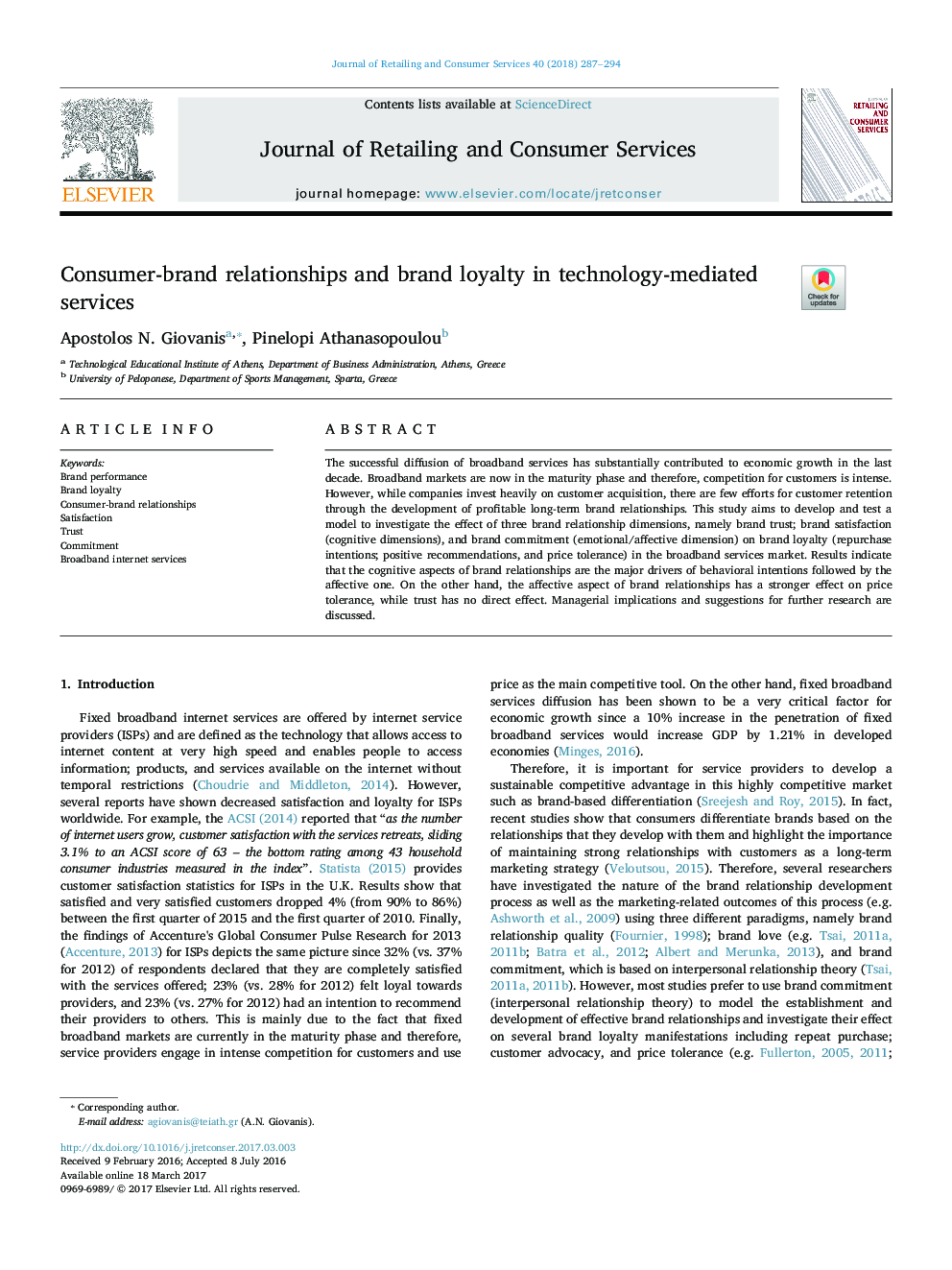 Consumer-brand relationships and brand loyalty in technology-mediated services