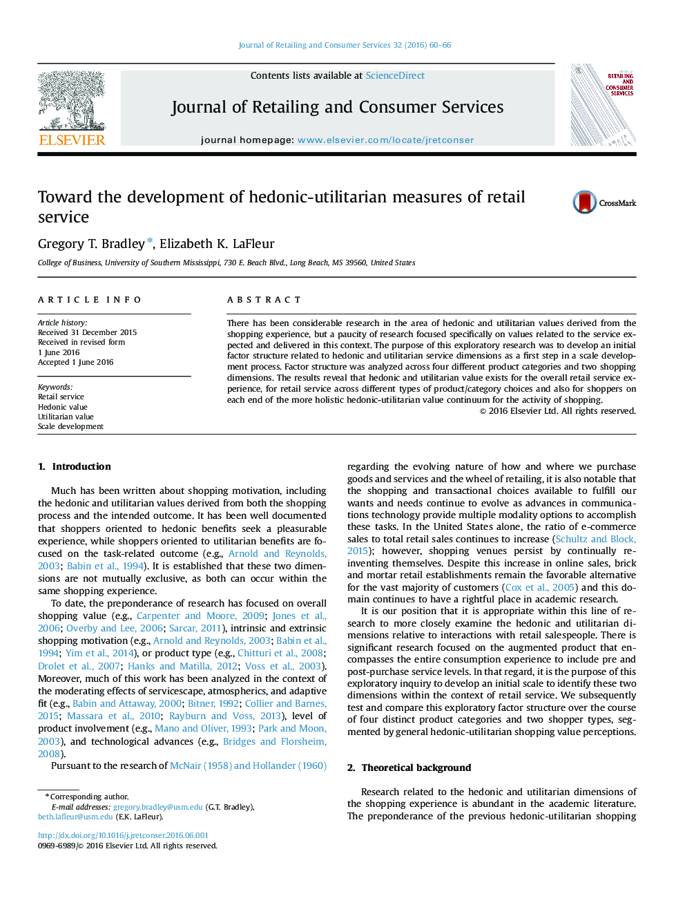 Toward the development of hedonic-utilitarian measures of retail service