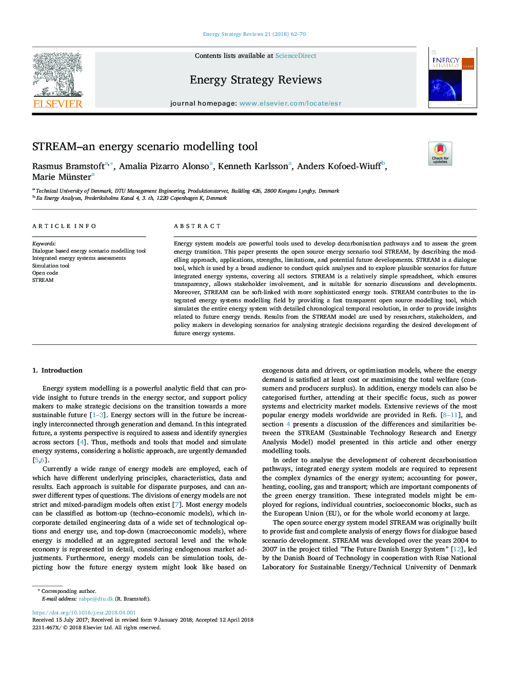 STREAM-an energy scenario modelling tool