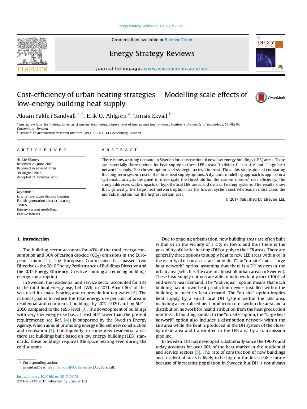 Cost-efficiency of urban heating strategies - Modelling scale effects of low-energy building heat supply