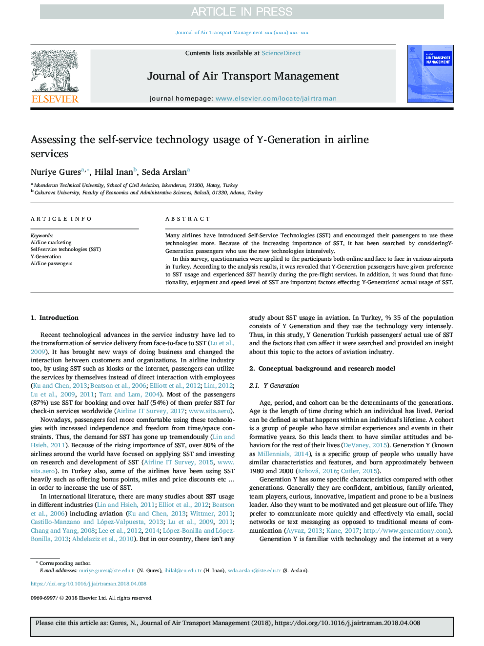 Assessing the self-service technology usage of Y-Generation in airline services