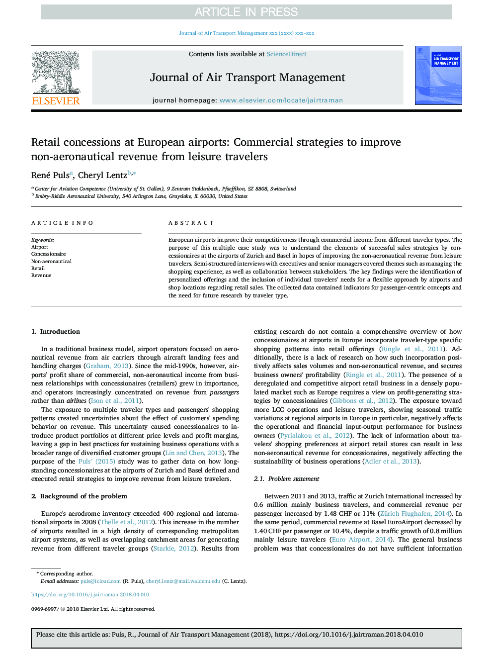 Retail concessions at European airports: Commercial strategies to improve non-aeronautical revenue from leisure travelers