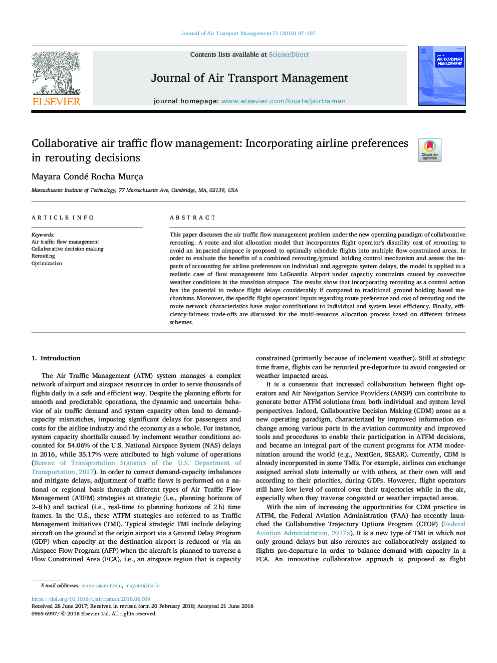 Collaborative air traffic flow management: Incorporating airline preferences in rerouting decisions