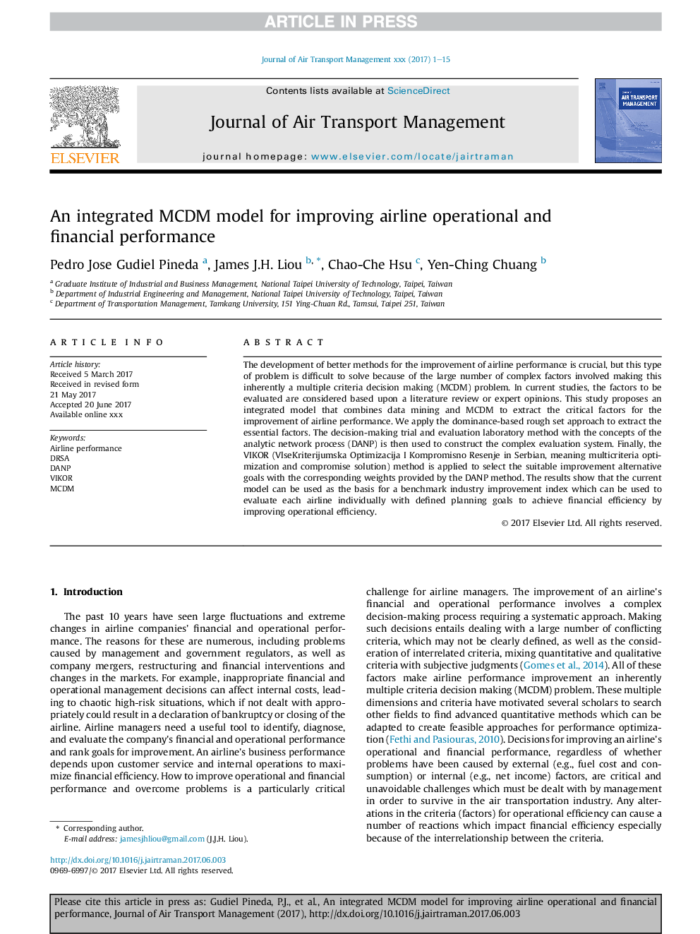 An integrated MCDM model for improving airline operational and financial performance