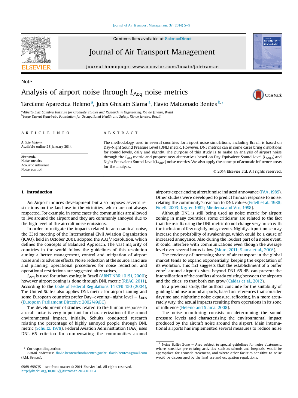 Analysis of airport noise through LAeq noise metrics