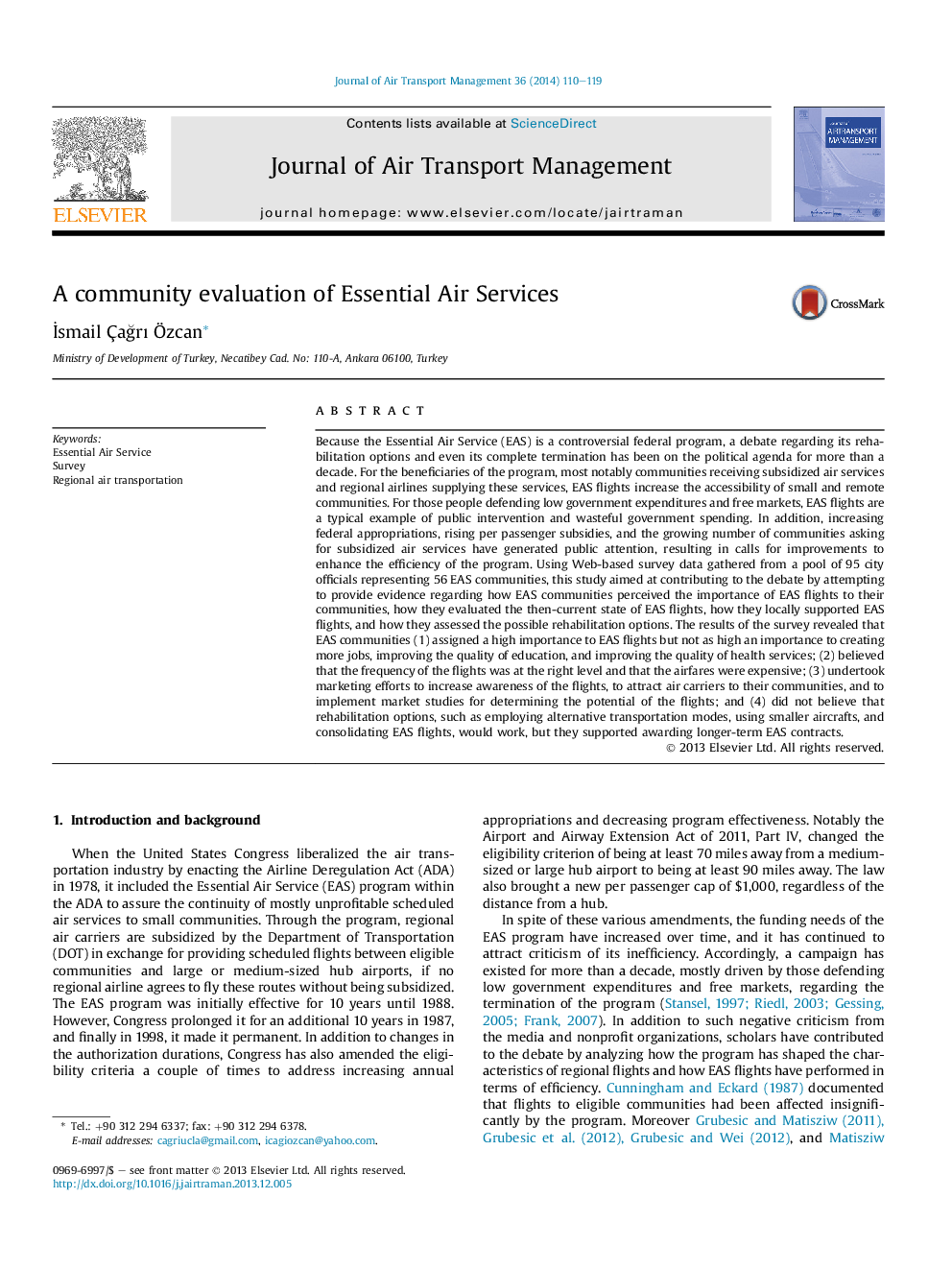 A community evaluation of Essential Air Services