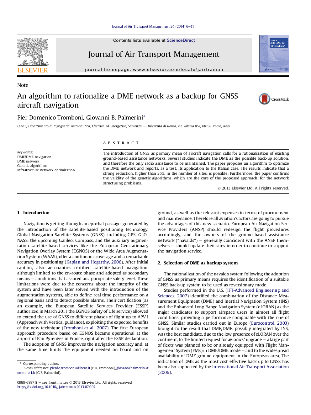 An algorithm to rationalize a DME network as a backup for GNSS aircraft navigation