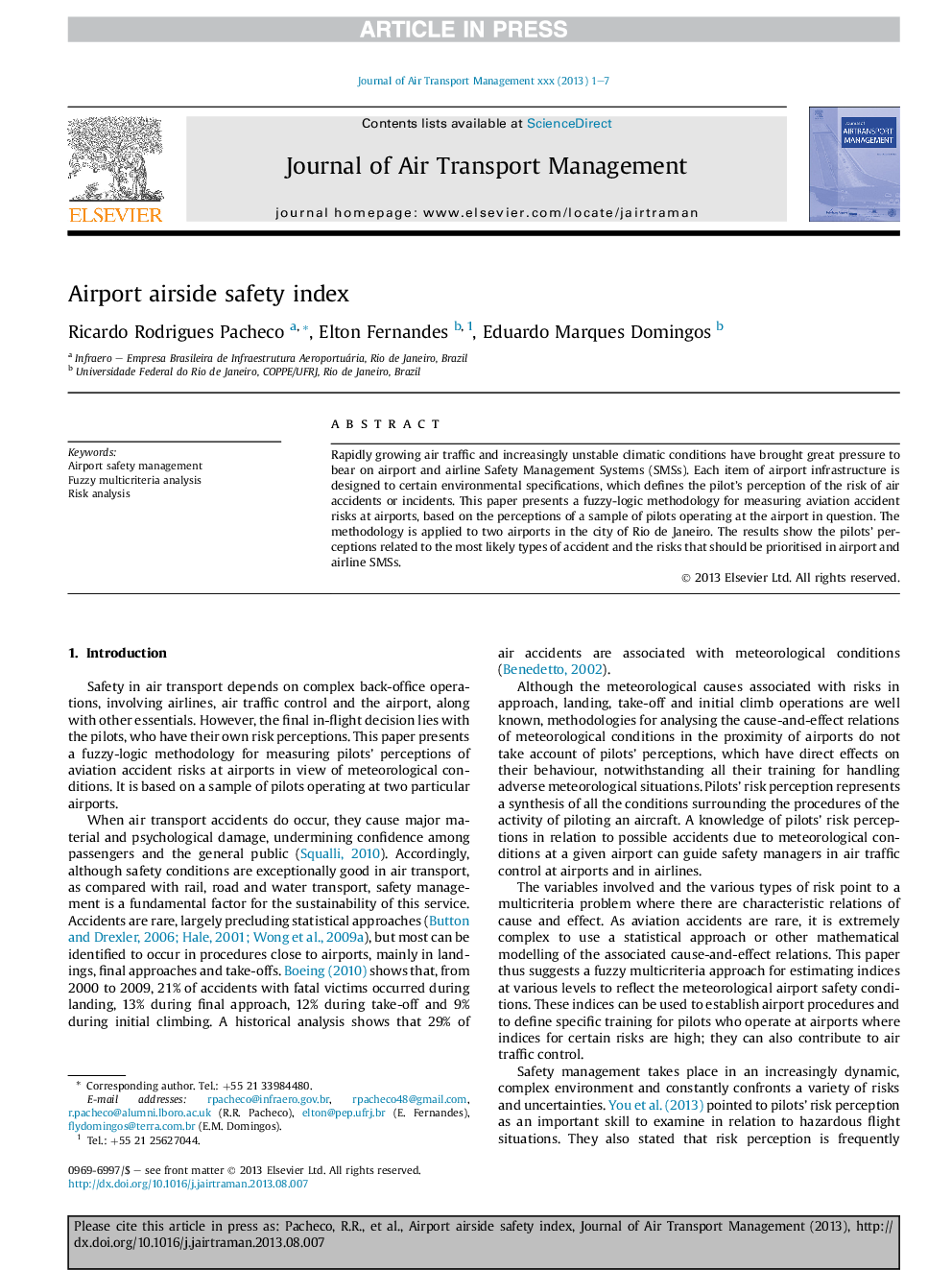 Airport airside safety index