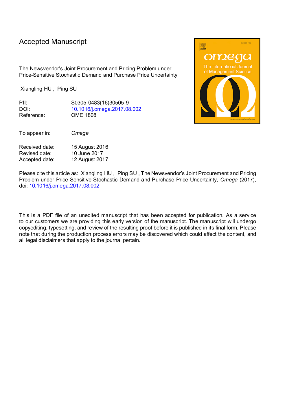 The newsvendor's joint procurement and pricing problem under price-sensitive stochastic demand and purchase price uncertainty