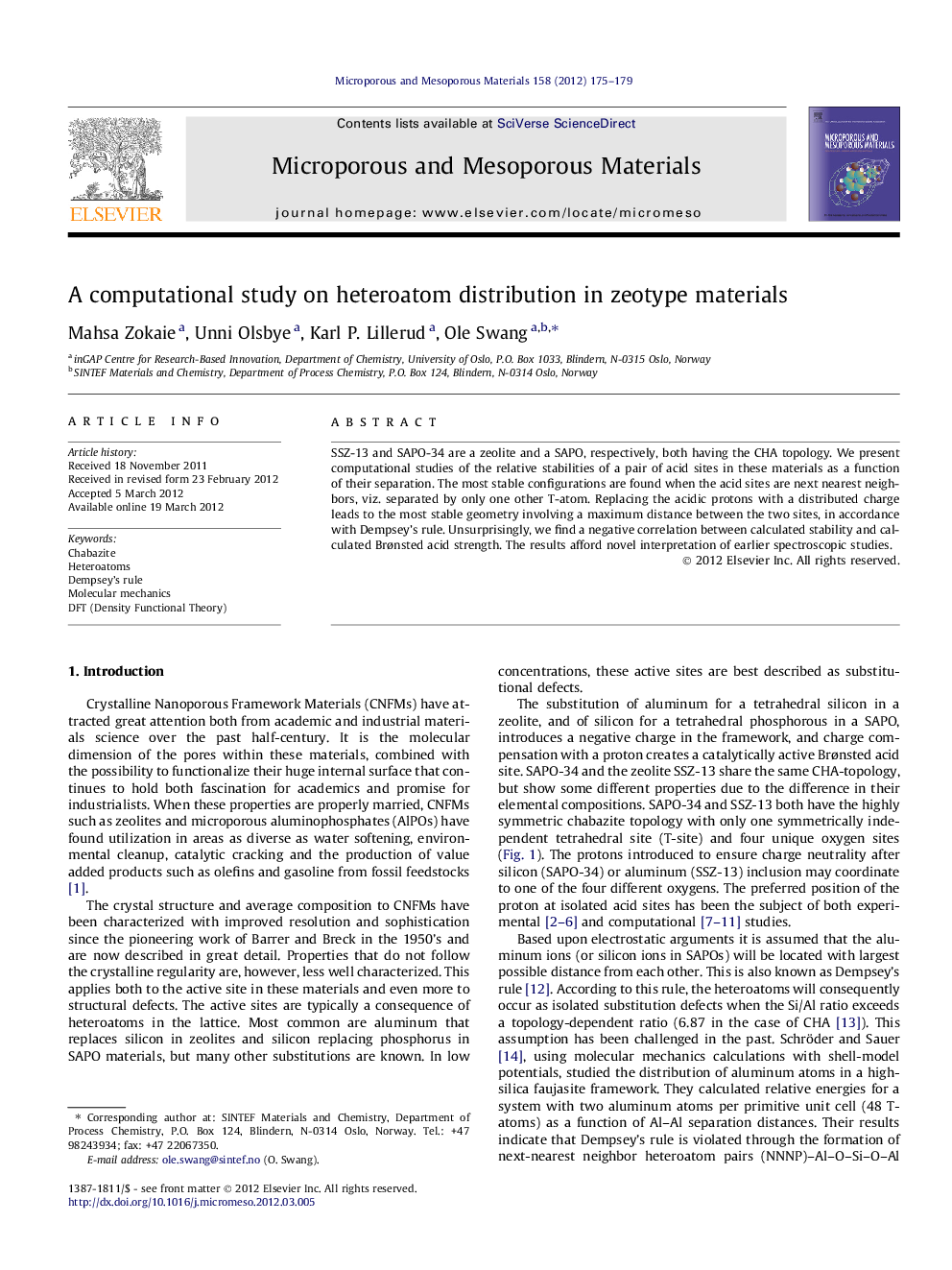 A computational study on heteroatom distribution in zeotype materials