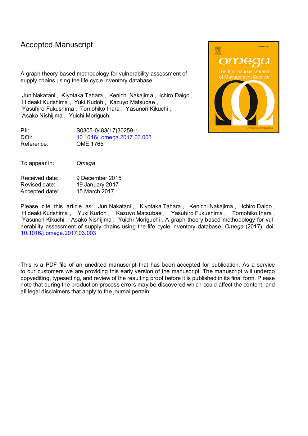 A graph theory-based methodology for vulnerability assessment of supply chains using the life cycle inventory database