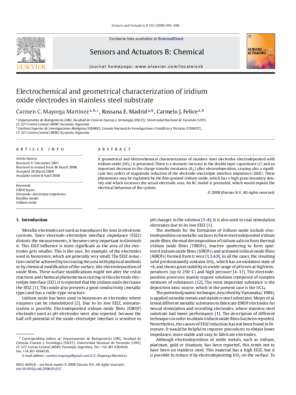 Electrochemical and geometrical characterization of iridium oxide electrodes in stainless steel substrate